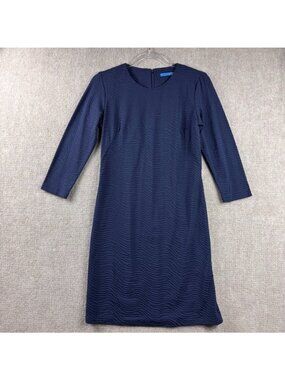 J MCLAUGHLIN Sophia Dress XS Navy Blue Catalina Cloth Jacquard Shift Mini NWT
